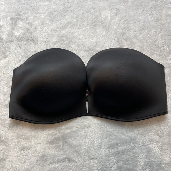 Victorias Secret Bombshell Push Up Bra Womens 36D Black Strapless Plunge V Sexy - Picture 1 of 6